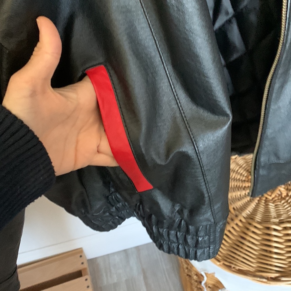 Vintage American flag leather jacket L preowned - Picture 9 of 16